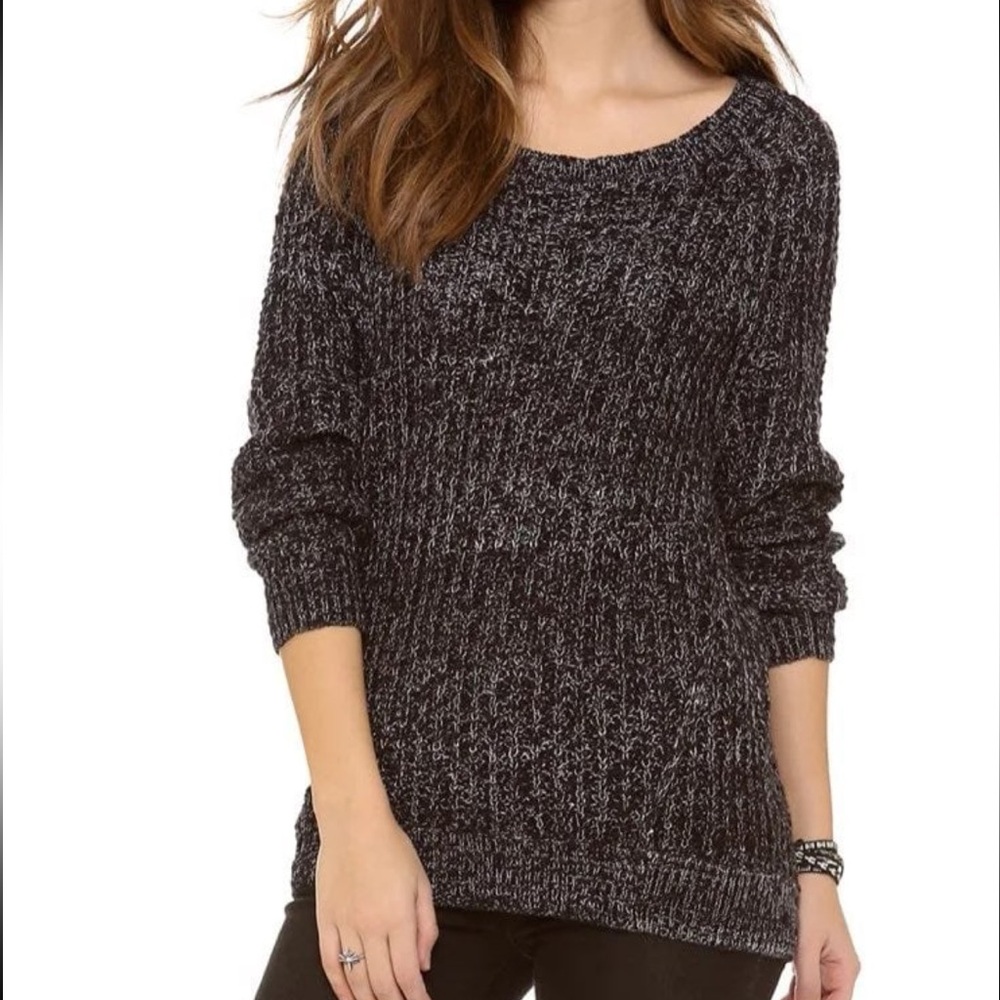 EUC Free People Womens Size XS Black and White Chunky Knit Sweater Fall